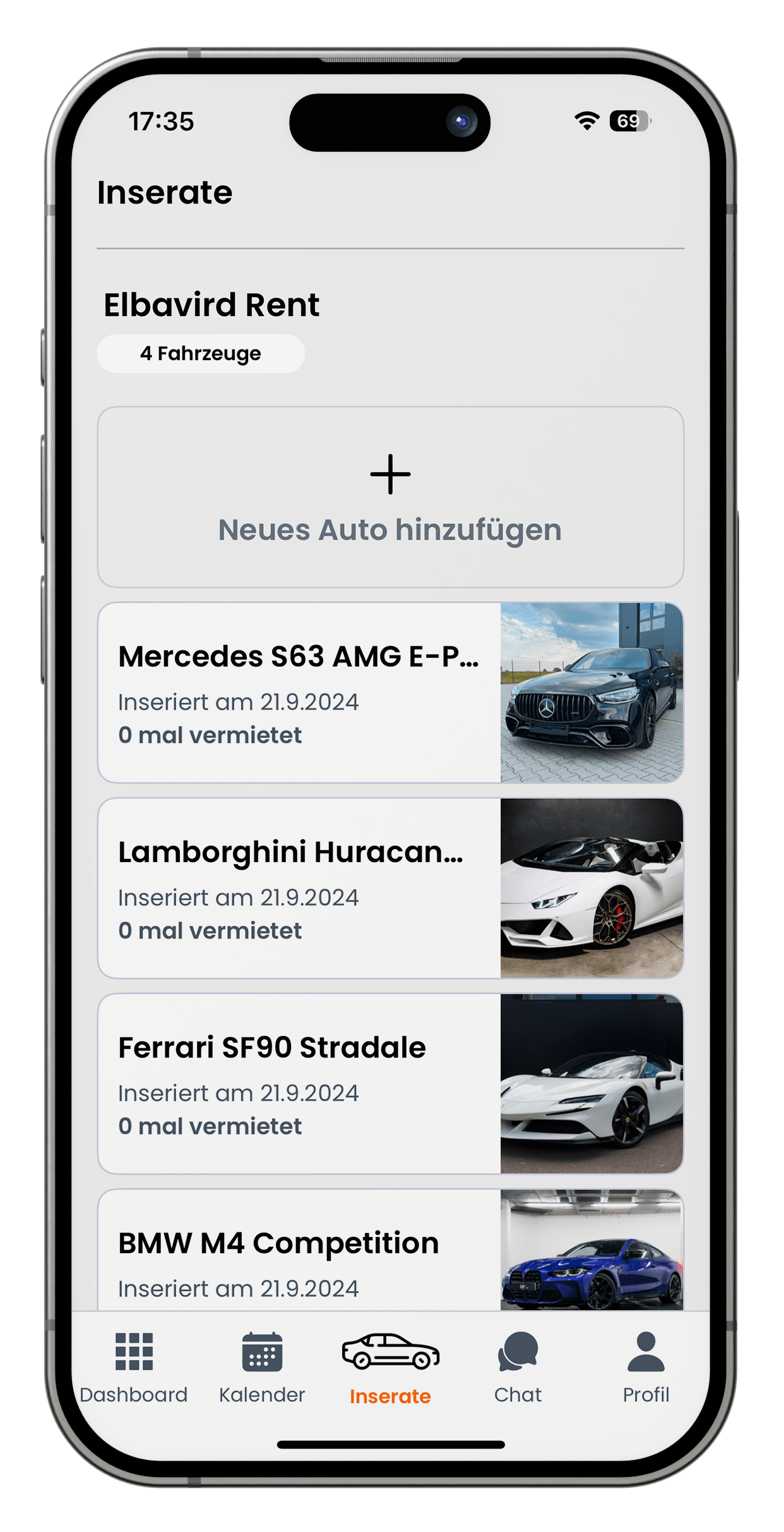Drivable Inseratsverwaltung Interface
