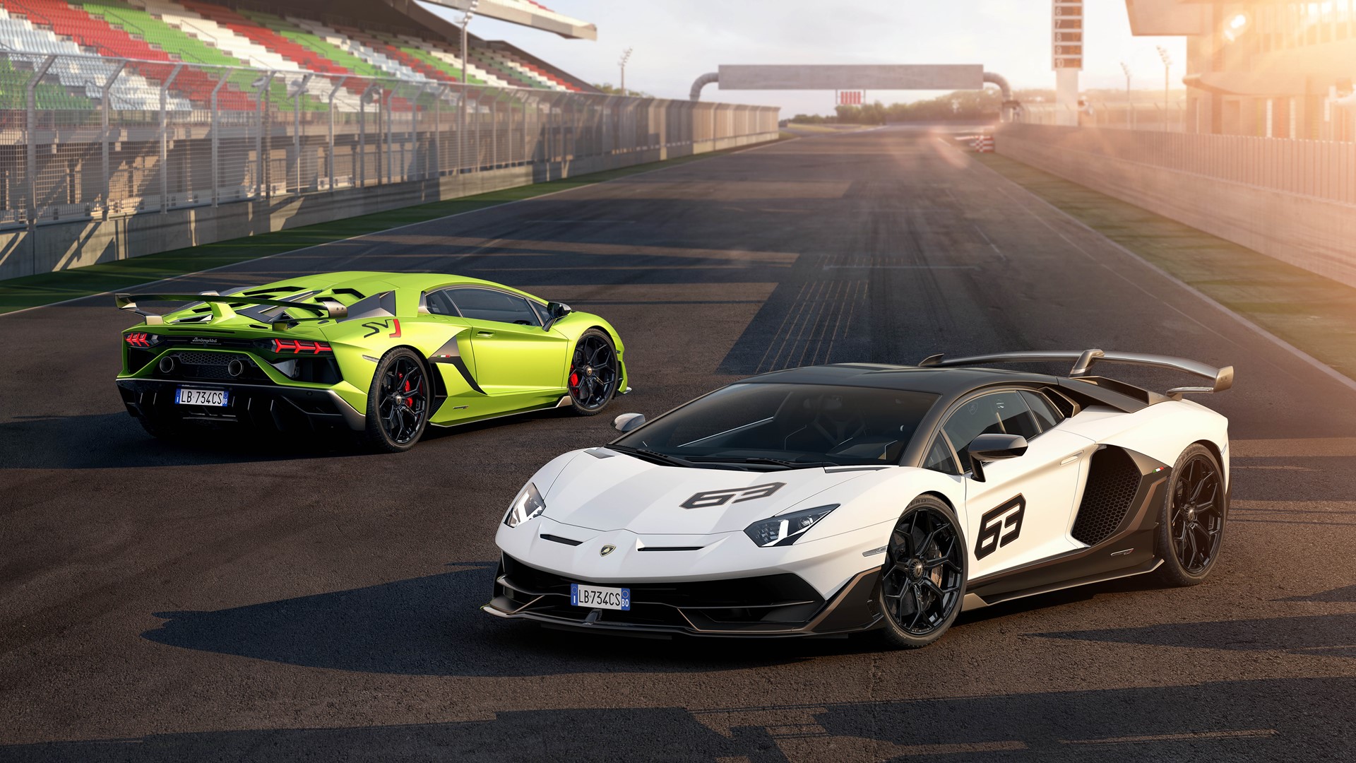 Lamborghini Aventador SVJ und SVJ 63 – offizielle Presseaufnahme der limitierten V12-Supersportwagen