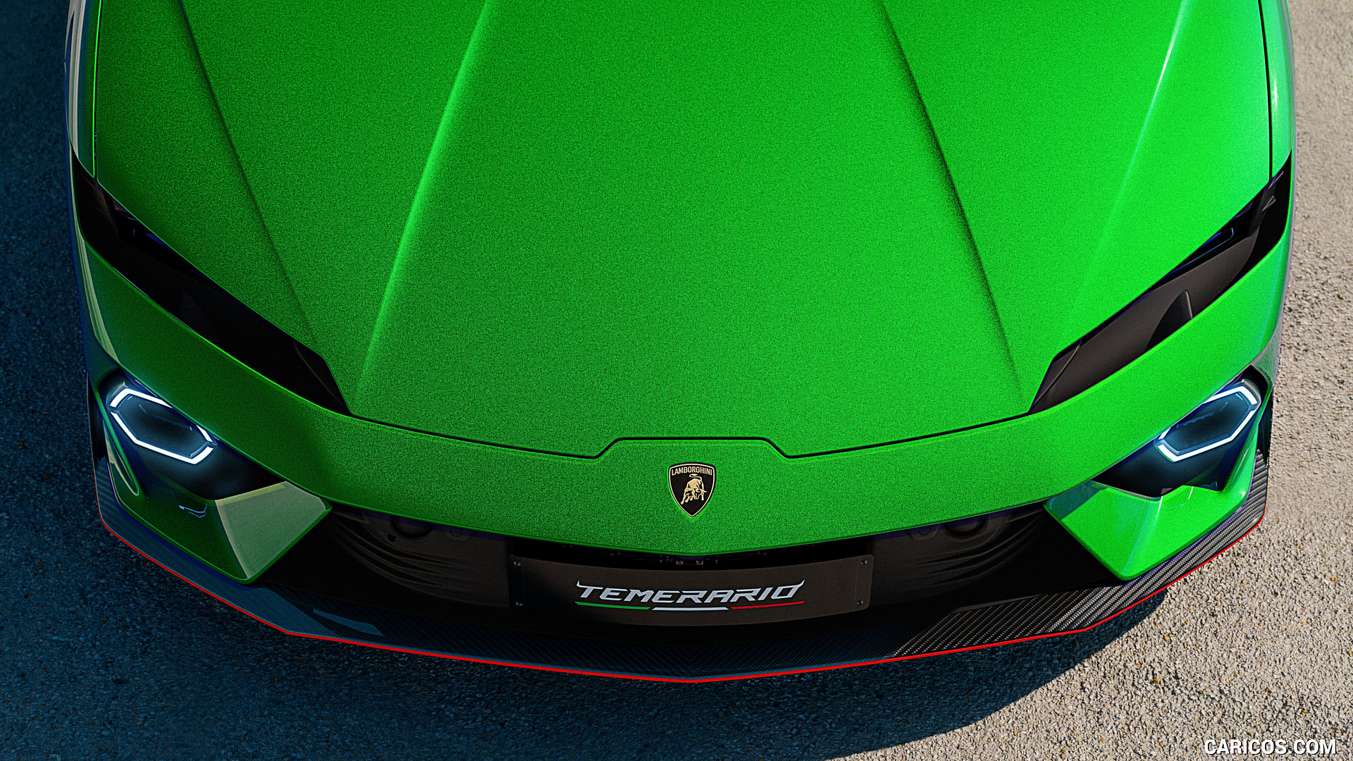 Lamborghini Temerario 2025 Detailaufnahme – hexagonale LED-Tagfahrlichter und aerodynamische Frontelemente
