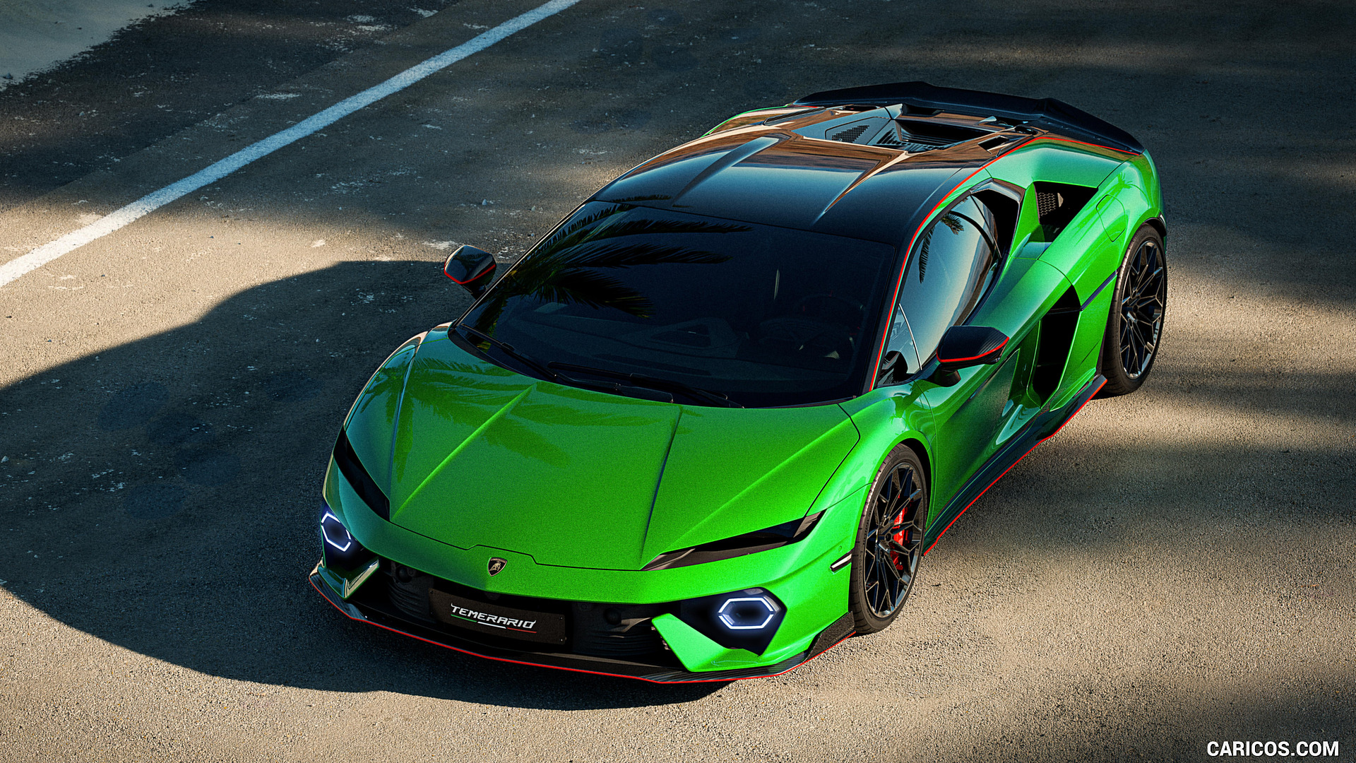 Lamborghini Temerario 2025 in Verde Mercurius – offizielle Frontansicht des neuen Hybrid-V8-Supersportwagens