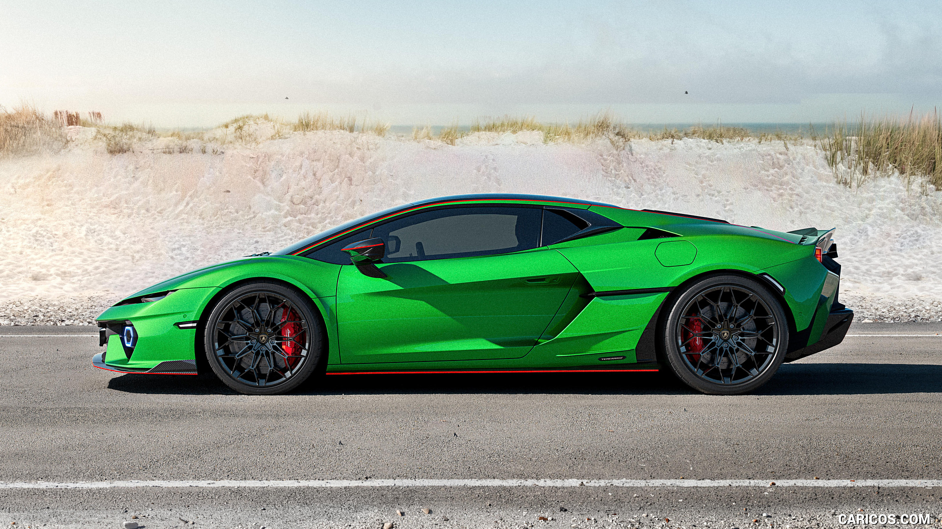 Lamborghini Temerario 2025 Seitenprofil – die neue glattere Designsprache im Vergleich zum kantigen Huracán