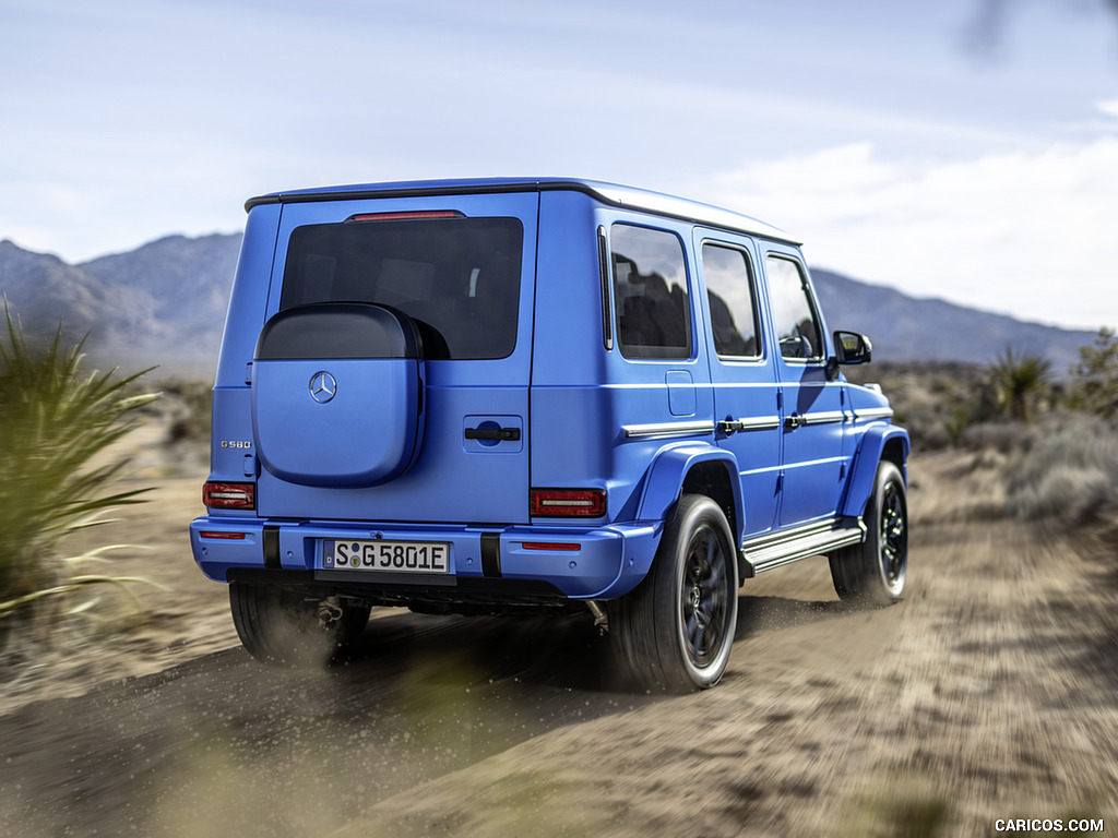 Mercedes-Benz G 580 mit EQ Technology in Südseeblau Magno - Heckansicht